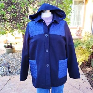 | Topshop | Wool Pea Coat w/ Quilted Heart Patches